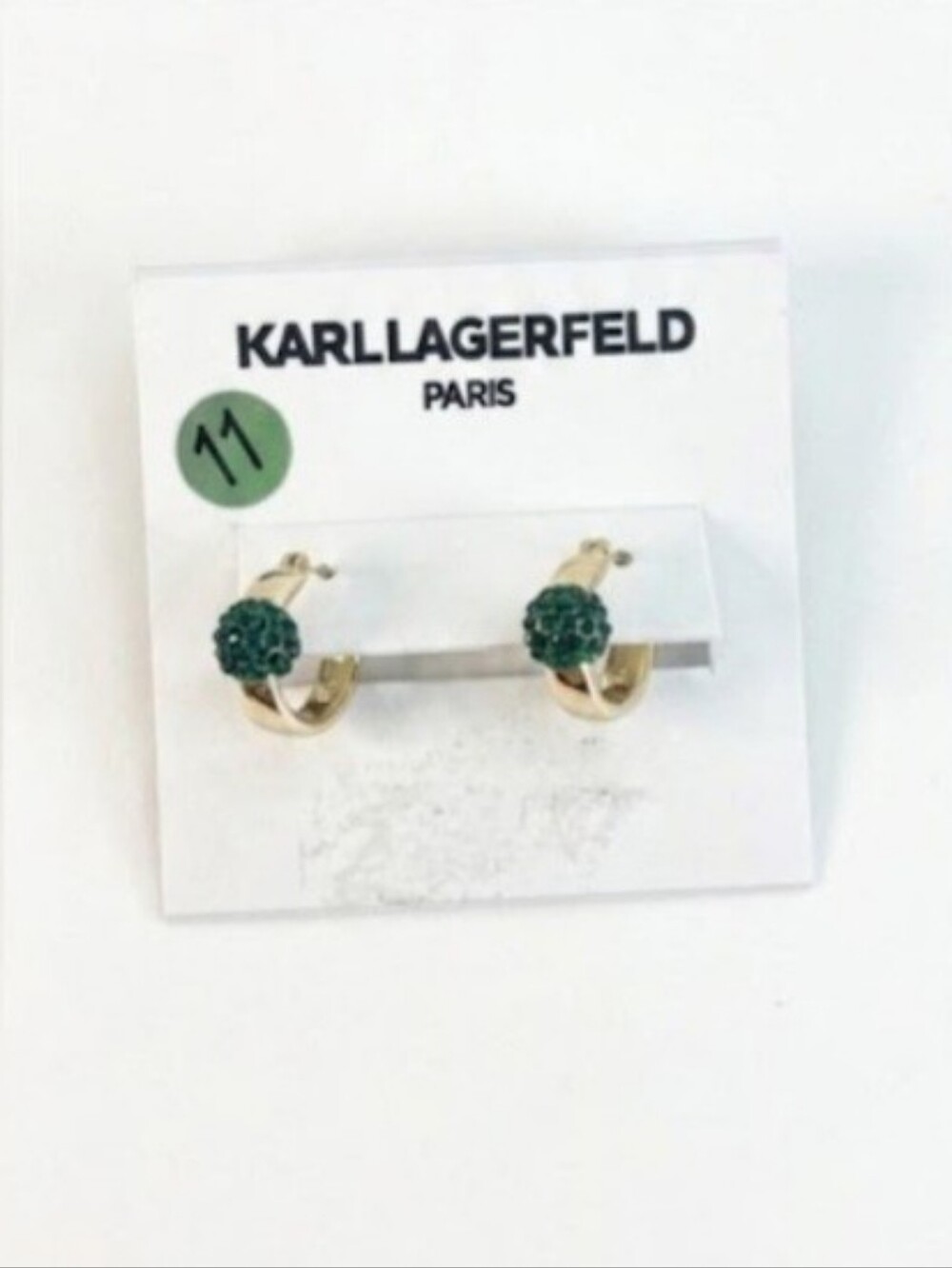 Karl Lagerfeld Paris Green & Gold Small Hoop Earrings NWT
